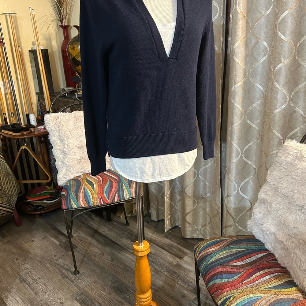 Brochu Walker Deep Blue V-Neck Sweater